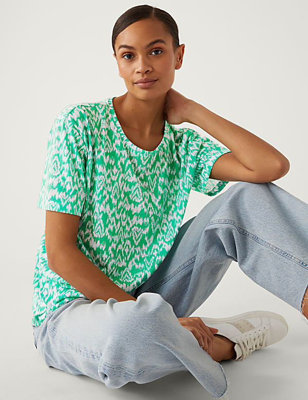 Printed Crew Neck Relaxed T-Shirt - IL