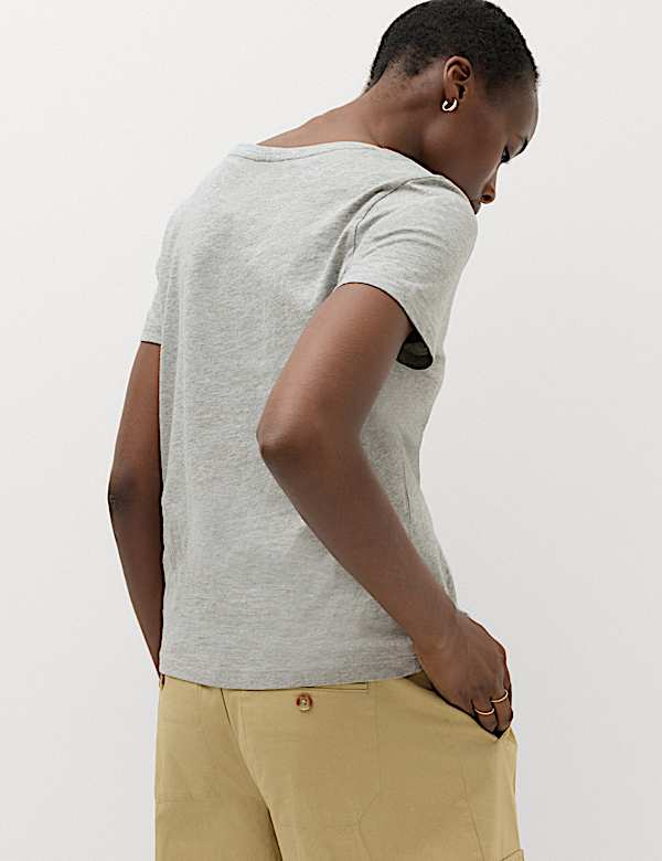 Pure Cotton V-Neck T-Shirt - AT