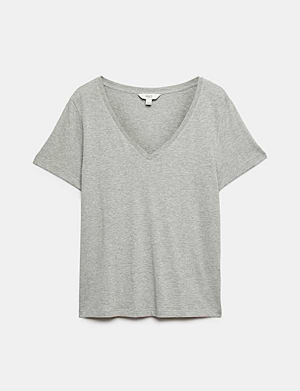 Pure Cotton V-Neck T-Shirt - AT
