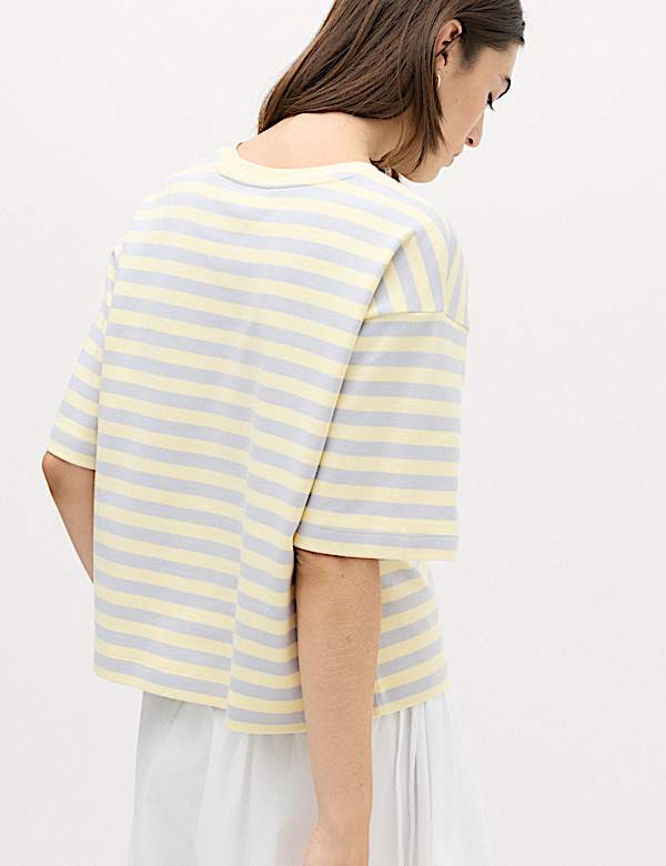 Pure Cotton Striped Boxy T-Shirt