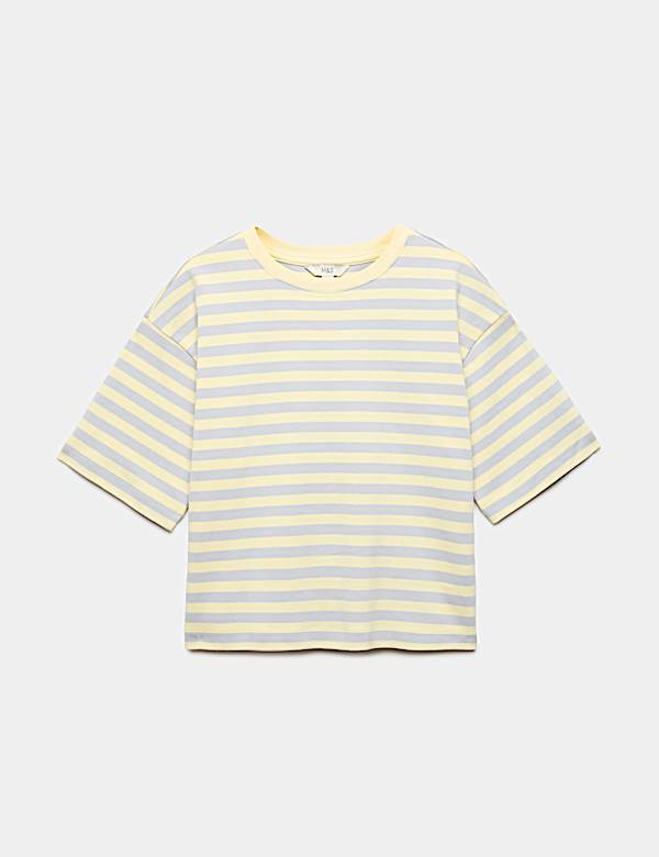 Pure Cotton Striped Boxy T-Shirt - JE