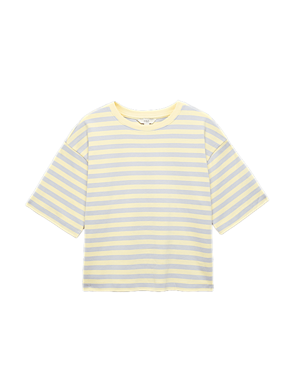 Pure Cotton Striped Boxy T-Shirt