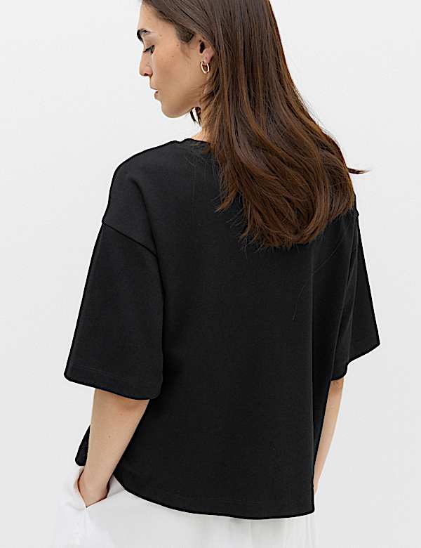 Pure Cotton Striped Boxy T-Shirt - UA