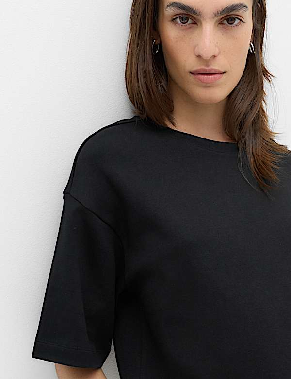 Pure Cotton Striped Boxy T-Shirt - UA