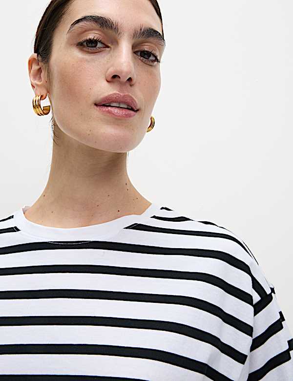 Pure Cotton Striped T-Shirt - US
