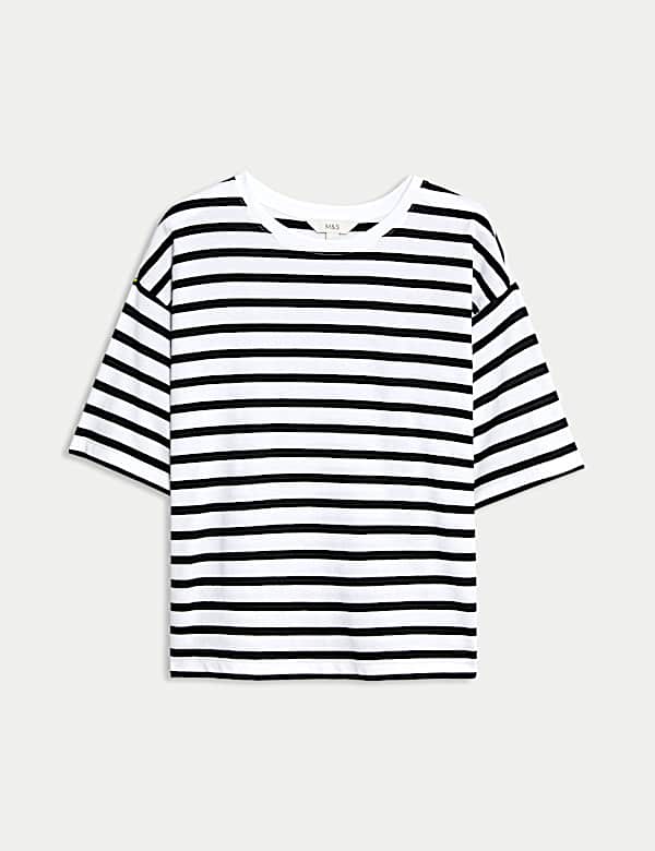 Kaus Oblong Motif Garis Katun Murni - ID