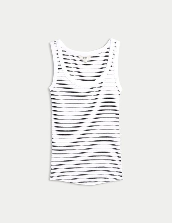 Cotton Rich Ribbed Striped Scoop Neck Vest - AU
