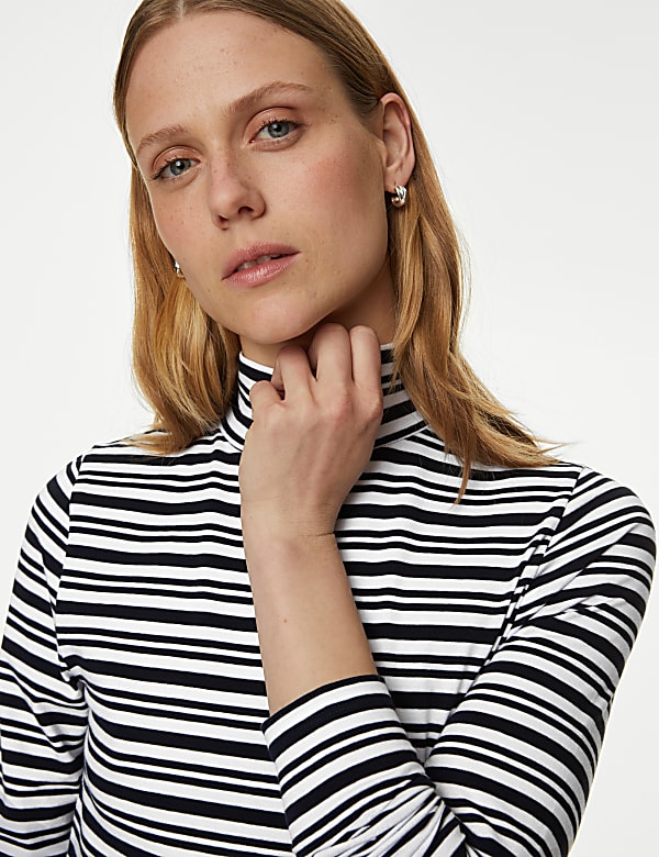 Cotton Rich Striped Slim Fit Top