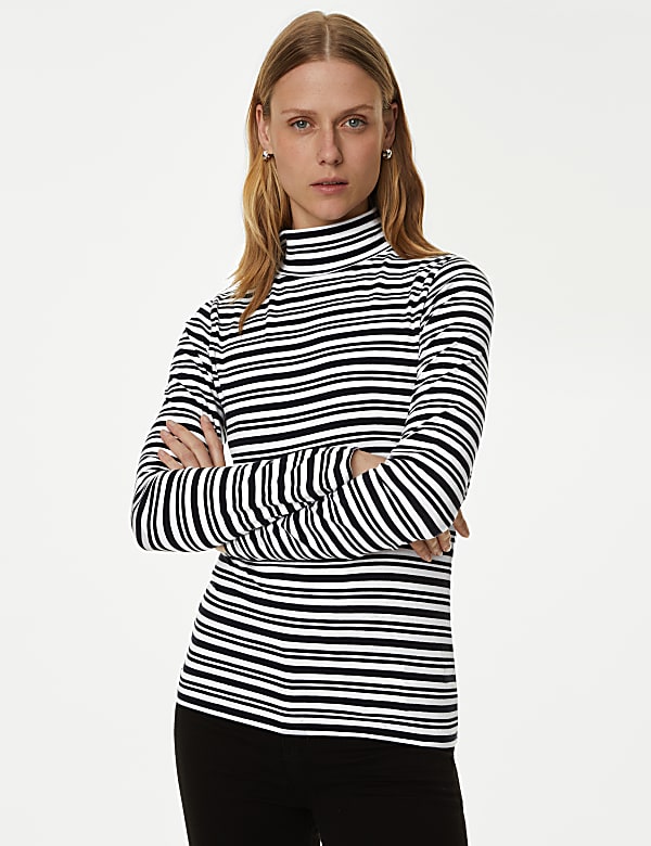 Cotton Rich Striped Slim Fit Top