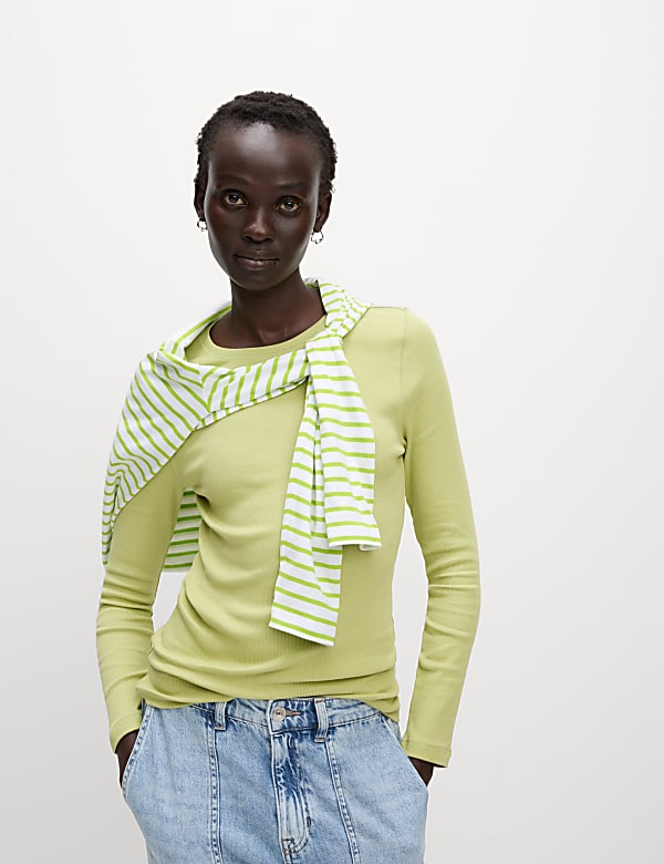 Buy Cotton Rich Ribbed Top at Marks Spencer