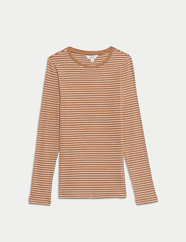 Cotton Rich Striped Ribbed Top - SK