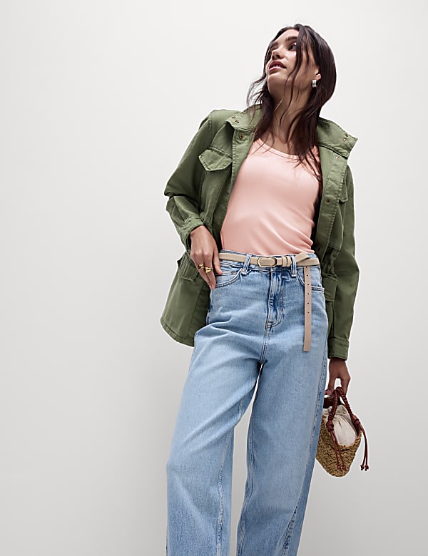 Camiseta de algodón con escote abierto - US