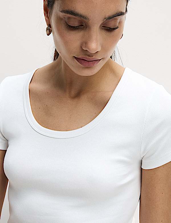 Cotton Rich Scoop Neck T-Shirt - US