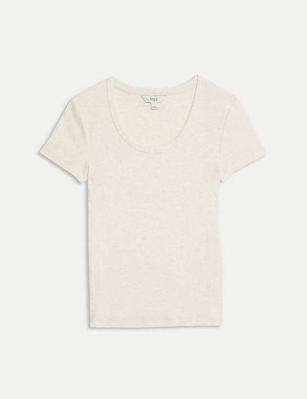 Cotton Rich Scoop Neck T-Shirt - AT