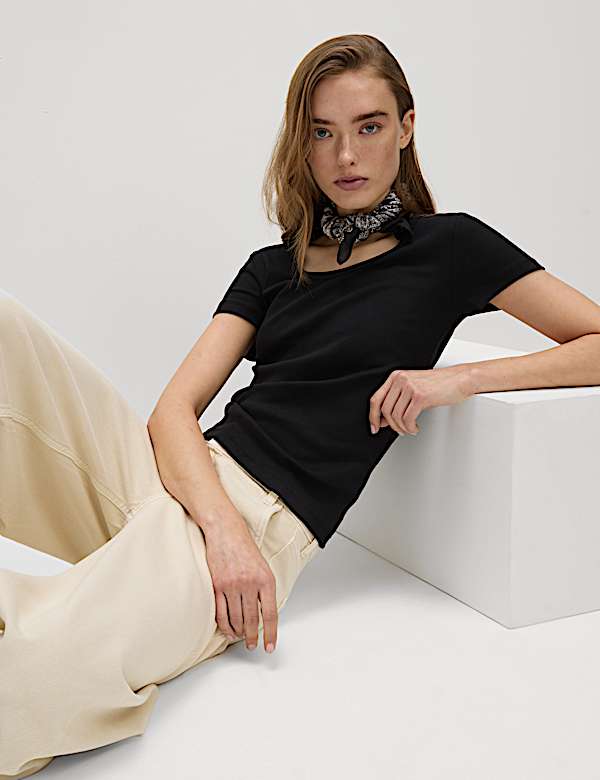 Cotton Rich Scoop Neck T-Shirt - PL