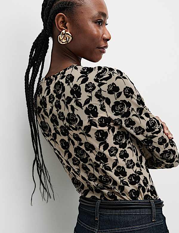 Printed Mesh Jersey Top