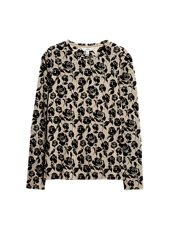 Printed Mesh Jersey Top