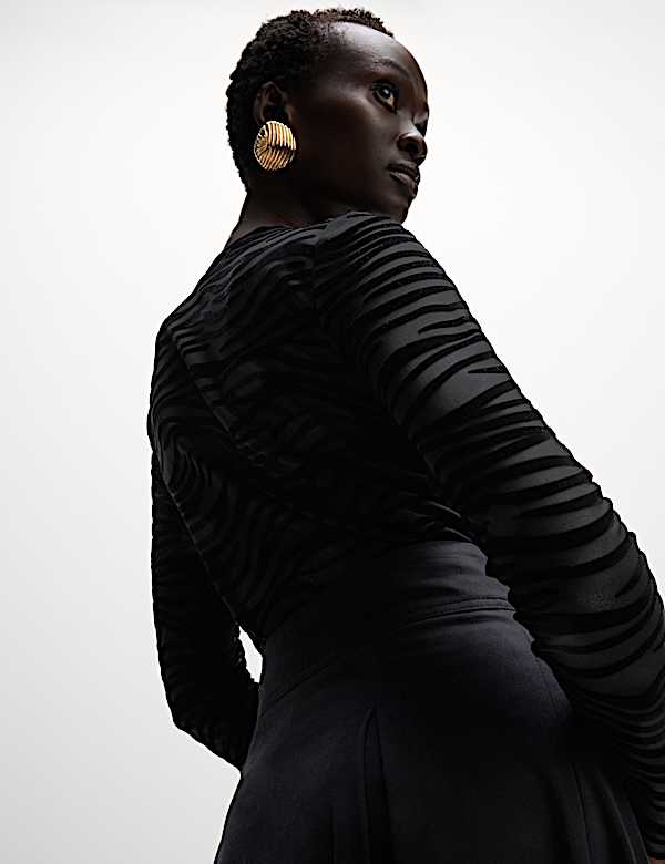 Printed Mesh Jersey Top