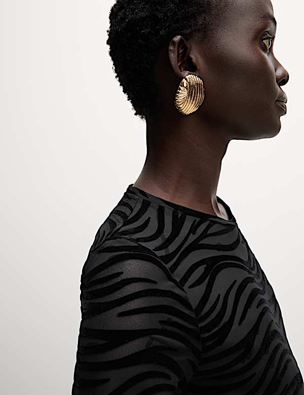 Printed Mesh Jersey Top