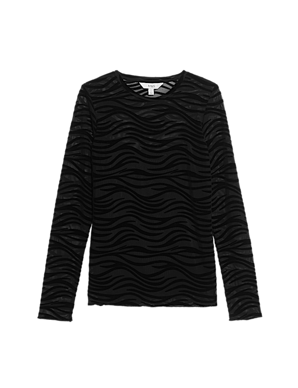 Printed Mesh Jersey Top