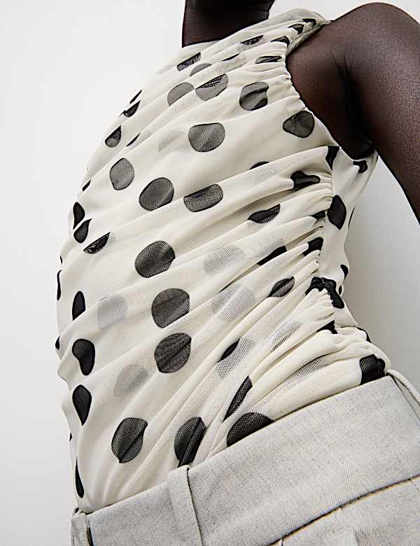 Jersey Polka Dot Regular Fit Sleeveless Top