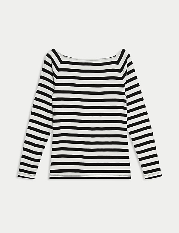 Pruhovan&yacute; top Bardot &uacute;zk&eacute;ho střihu z&nbsp;čist&eacute; bavlny - CZ