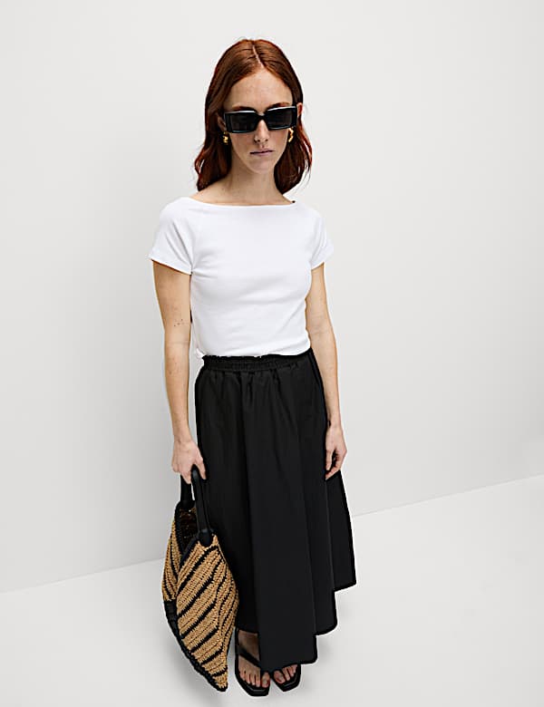 Pure Cotton Slim Fit Off The Shoulder Top - AT