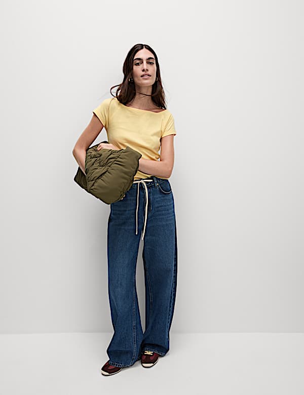 Pure Cotton Slim Fit Off The Shoulder Top