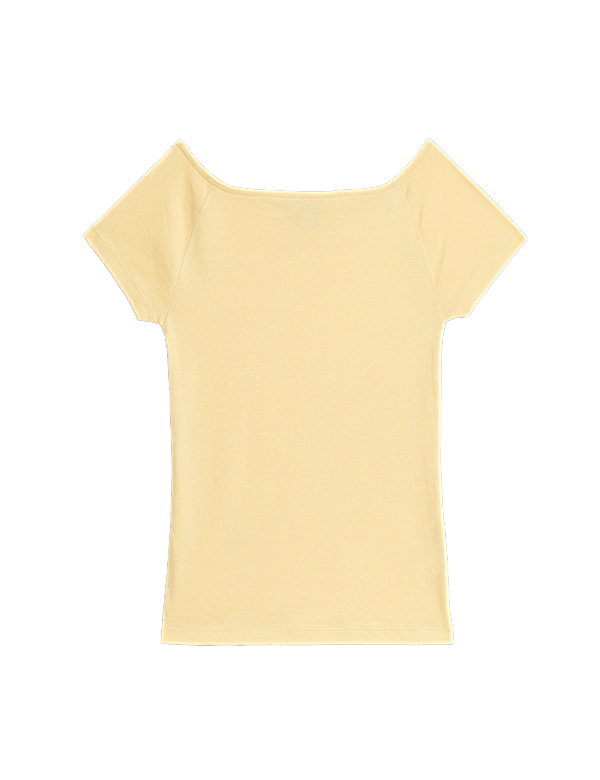 Pure Cotton Slim Fit Off The Shoulder Top