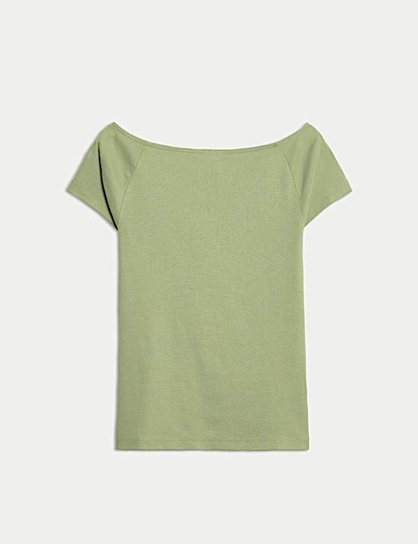 Pure Cotton Slim Fit Off The Shoulder Top - AT