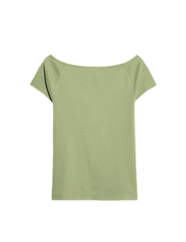 Pure Cotton Slim Fit Off The Shoulder Top