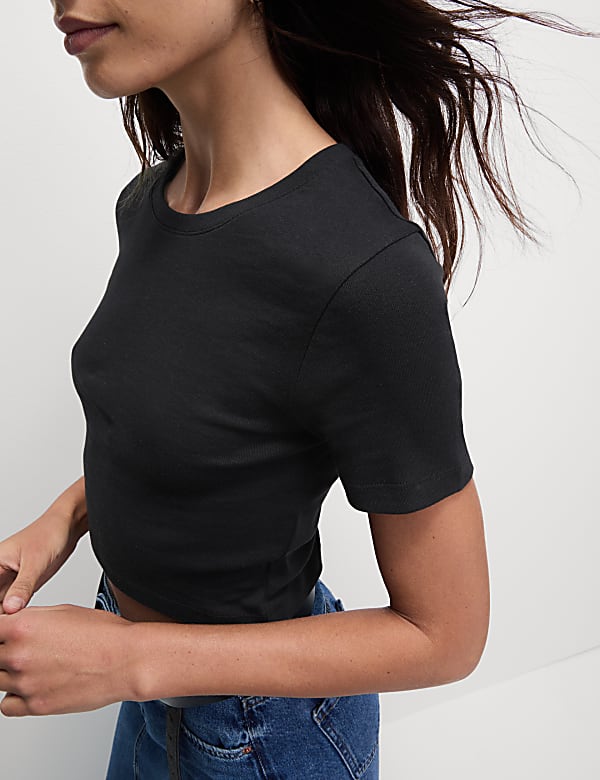 Pure Cotton Slim Fit Crop T-Shirt