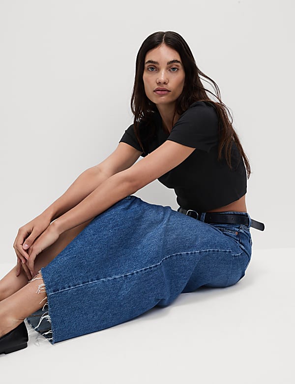 Pure Cotton Slim Fit Crop T-Shirt