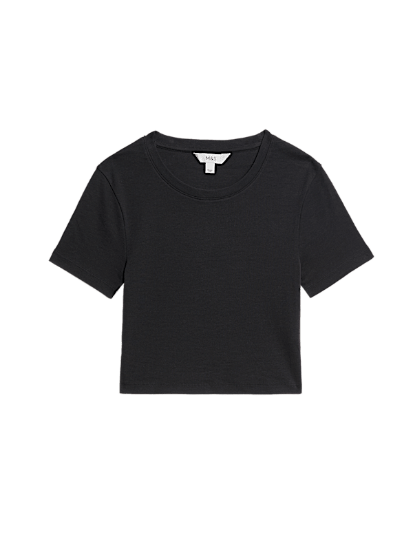 Pure Cotton Slim Fit Crop T-Shirt