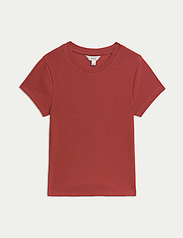 חולצת טי פרמיום בגזרה צרה מבד עשיר בכותנה - IL