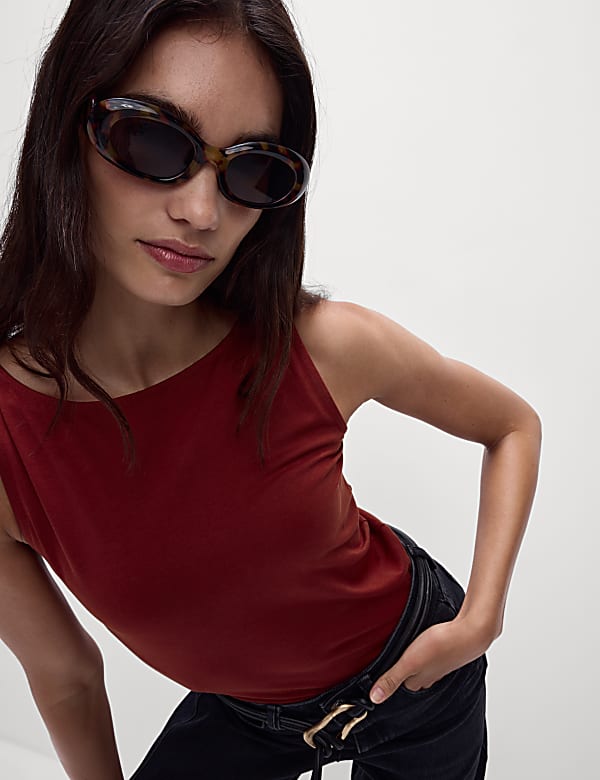 Cotton Rich Slash Neck Vest Top - FR