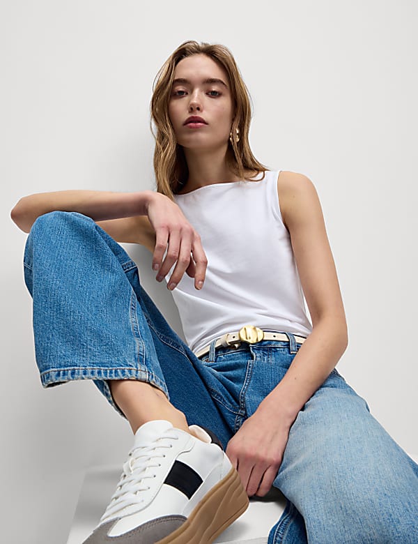 Cotton Rich Slash Neck Vest Top - FR