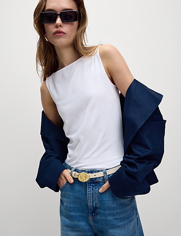 Cotton Rich Slash Neck Vest Top - FR