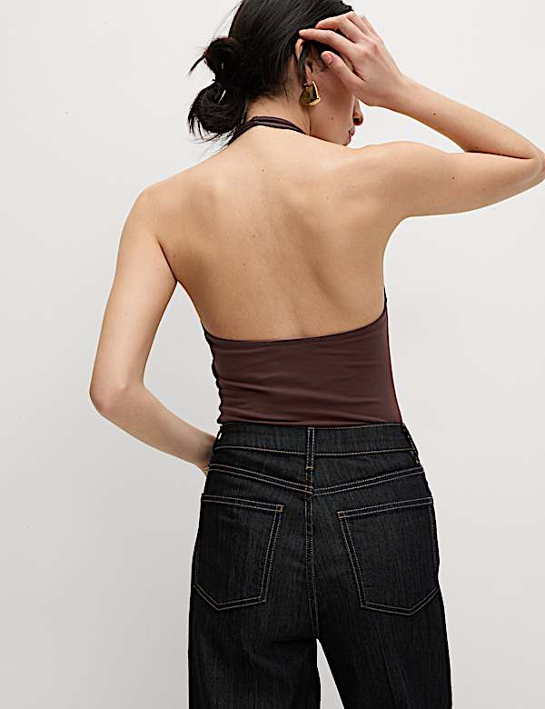 Cotton Rich Halter Neck Vest Top
