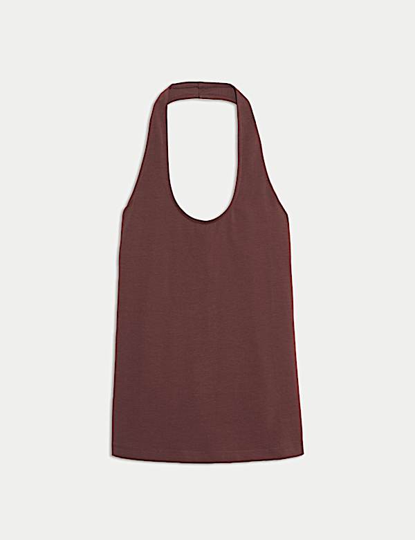Top de algodón con cuello halter - US