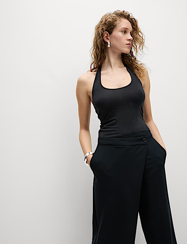 Cotton Rich Halter Neck Vest Top