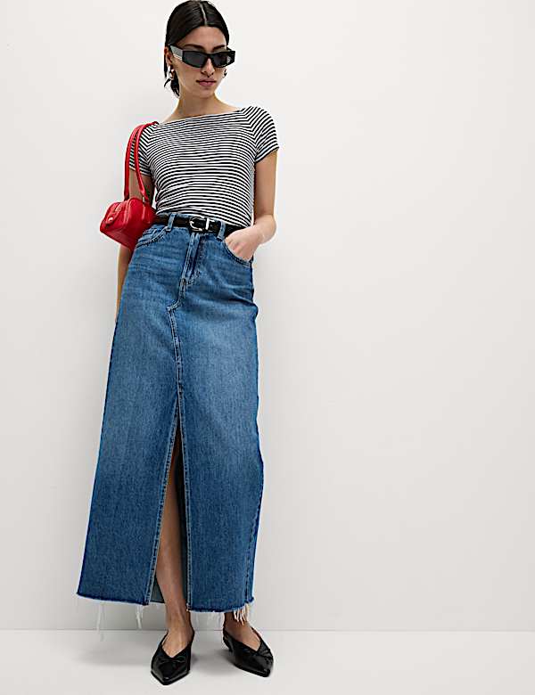 Pure Cotton Striped Off The Shoulder Top - AU