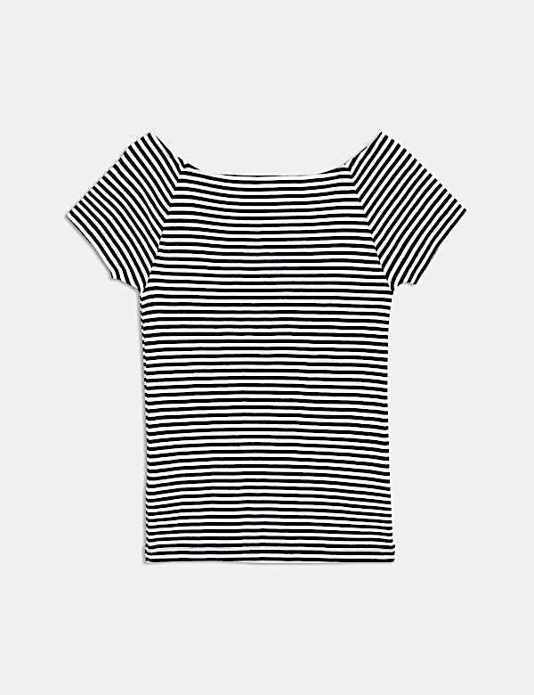 Pure Cotton Striped Off The Shoulder Top - AU