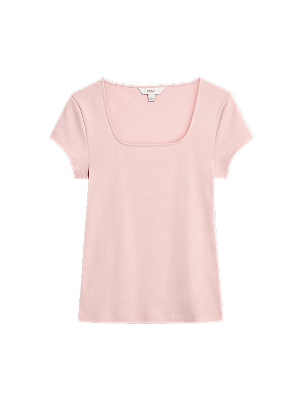 Pure Cotton Square Neck Slim Fit Top