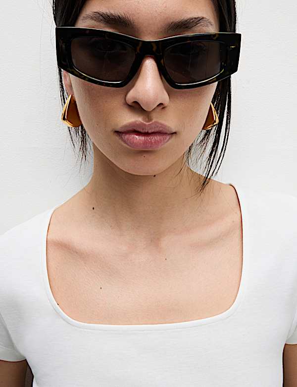 Pure Cotton Square Neck Slim Fit Top