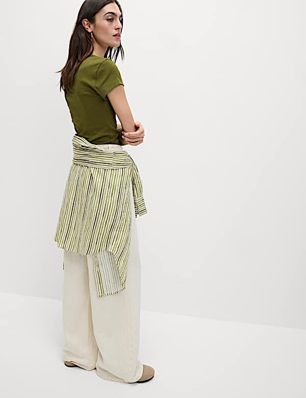 Pure Cotton Square Neck Slim Fit Top