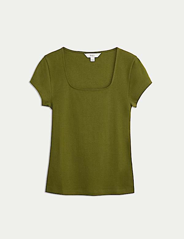 Pure Cotton Square Neck Slim Fit Top