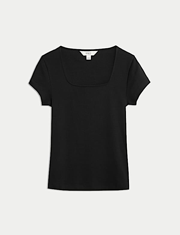 Pure Cotton Square Neck Slim Fit Top