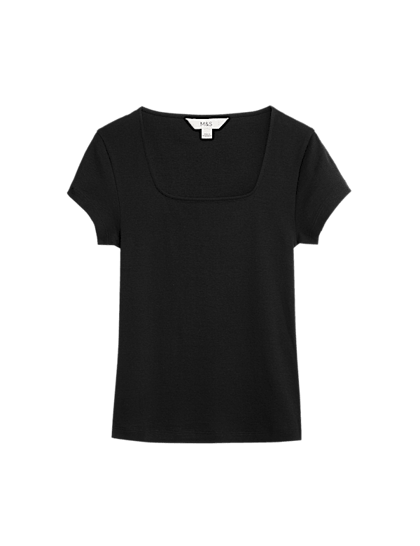 Pure Cotton Square Neck Slim Fit Top
