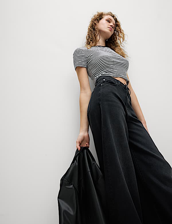 Pure Cotton Striped Crop T-Shirt - NL